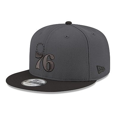 Men's New Era Gray/Black Philadelphia 76ers Logo 2-Tone 9FIFTY Snapback Hat