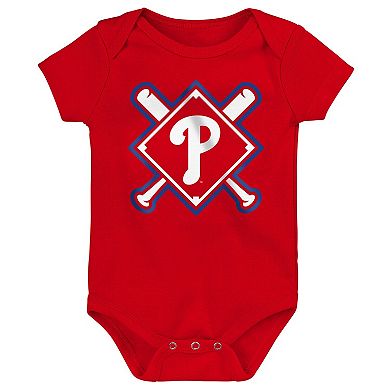 Newborn Outerstuff Philadelphia Phillies Home Plate 3-Piece Creeper Set