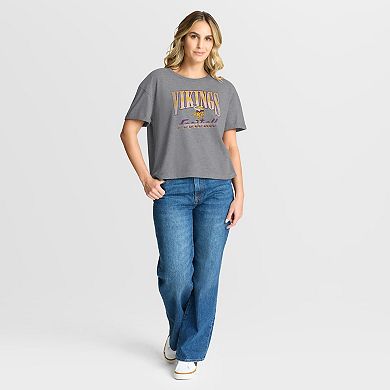 Women's Fanatics Heather Gray Minnesota Vikings Overplayed Tribute Tri-Blend Boxy T-Shirt