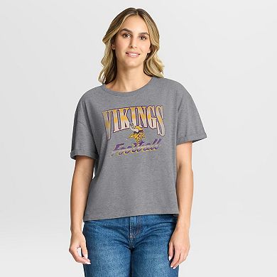 Women's Fanatics Heather Gray Minnesota Vikings Overplayed Tribute Tri-Blend Boxy T-Shirt