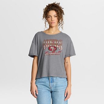 Women's Fanatics Heather Gray San Francisco 49ers Overplayed Tribute Tri-Blend Boxy T-Shirt