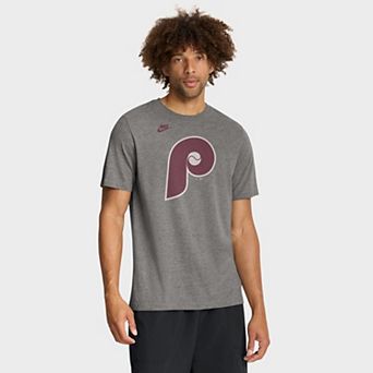 Men's Nike Heather Charcoal Philadelphia Phillies Cooperstown Logo Tri-Blend T-Shirt