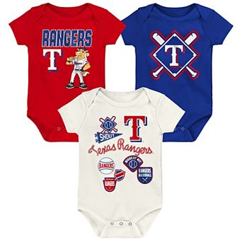 Newborn Outerstuff Texas Rangers Home Plate 3 pc Creeper Set