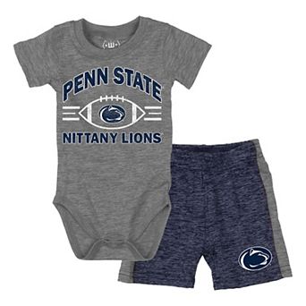 Infant Wes & Willy Charcoal Penn State Nittany Lions Cloudy Yarn Bodysuit & Shorts Set