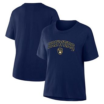 Women's Fanatics Navy Milwaukee Brewers Lockup Legacy T-Shirt