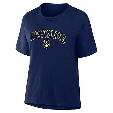 Women's Fanatics Navy Milwaukee Brewers Lockup Legacy T-Shirt