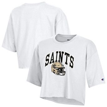 Women's Champion White New Orleans Saints Boyfriend Cropped T-Shirt