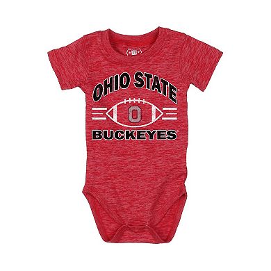 Infant Wes & Willy Scarlet Ohio State Buckeyes Cloudy Yarn Bodysuit & Shorts Set