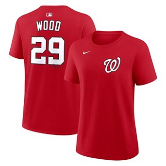 Women's Nike James Wood Red Washington Nationals Name & Number T-Shirt
