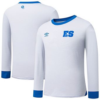 Men's��Umbro White El Salvador National Team 2025 Away Replica Long Sleeve Jersey