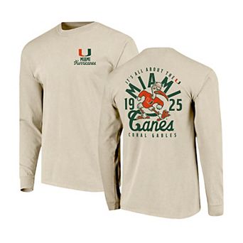 Men's Natural Miami Hurricanes Comfort Colors Mascot Overlay Long Sleeve T-Shirt