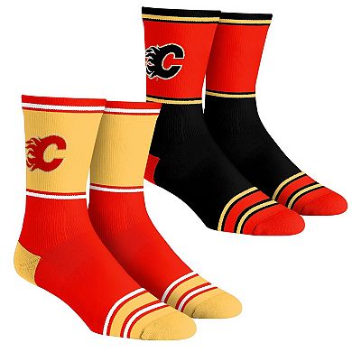 Youth Rock Em Socks Calgary Flames 2-Pack Color Block Crew Socks Set