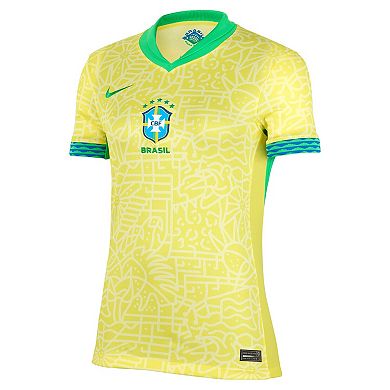 Women's Nike Yellow Brazil National Team 2024 Home Stadium Replica Jersey
