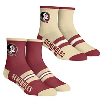 Youth Rock Em Socks Florida State Seminoles 2-Pack Multi Stripe Quarter Socks Set