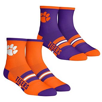 Youth Rock Em Socks Clemson Tigers 2-Pack Multi Stripe Quarter Socks Set