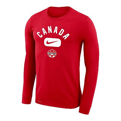 Men's Nike Red Canada Soccer Lockup Legend Performance Long Sleeve T-Shirt