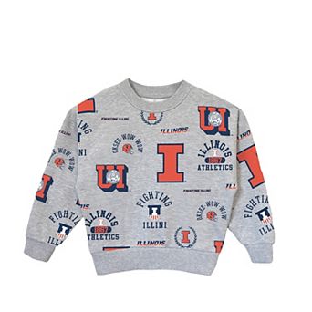 Girls Youth Gameday Couture Heather Gray Illinois Fighting Illini Always On Repeat Pullover Sweatshirt