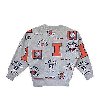 Girls Youth Gameday Couture Heather Gray Illinois Fighting Illini Always On Repeat Pullover Sweatshirt