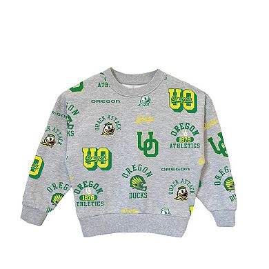 Girls Youth Gameday Couture Heather Gray Oregon Ducks Always On Repeat Pullover Sweatshirt