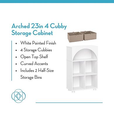 RiverRidge Home Arched 23-Inch 4-Cubby & Shelf Storage Organizer Cabinet with Storage Bins