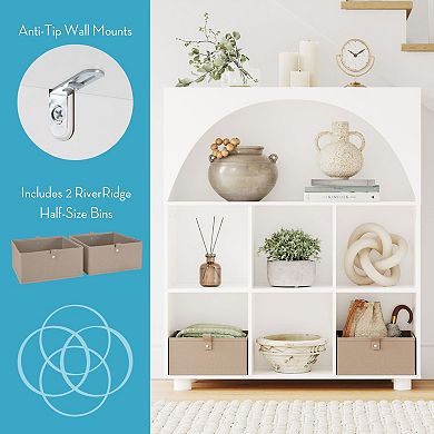 RiverRidge Home Arched 35-Inch 6-Cubby & Shelf Storage Organizer Cabinet with Storage Bins