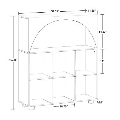 RiverRidge Home Arched 35-Inch 6-Cubby & Shelf Storage Organizer Cabinet with Storage Bins