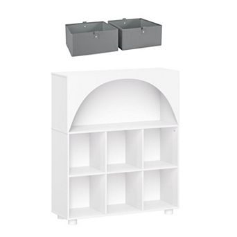 RiverRidge Home Arched 35-Inch 6-Cubby & Shelf Storage Organizer Cabinet with Storage Bins