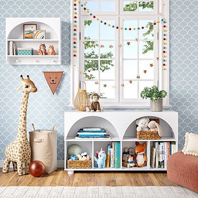 RiverRidge Home Curve Appeal 46-Inch Bookcase with 4 Cubbies