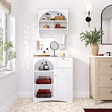 RiverRidge Home Bristol 1-Door & 1-Drawer Linen Cabinet with Open Shelves