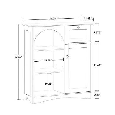 RiverRidge Home Bristol 1-Door & 1-Drawer Linen Cabinet with Open Shelves