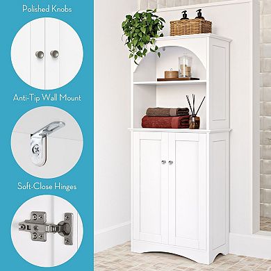 RiverRidge Home Bristol Tall Bathroom Storage Cabinet with Open Shelves