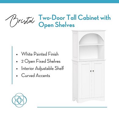 RiverRidge Home Bristol Tall Bathroom Storage Cabinet with Open Shelves