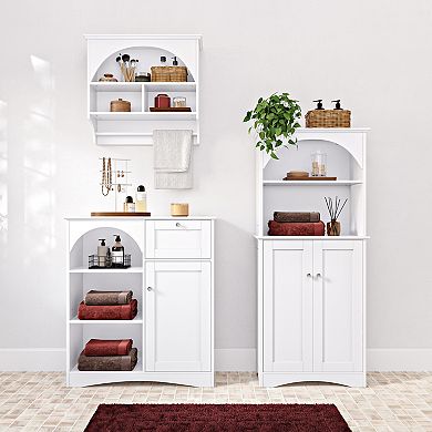 RiverRidge Home Bristol Tall Bathroom Storage Cabinet with Open Shelves