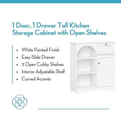 RiverRidge Home Kitchen Buffet Sideboard Storage Cabinet with 1 Door & 1 Drawer