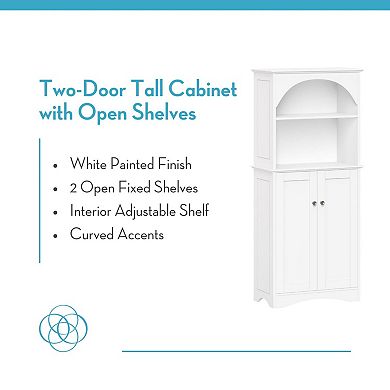 RiverRidge Home Two-Door Tall Kitchen Sideboard Buffet Cabinet with Open & Adjustable Shelves