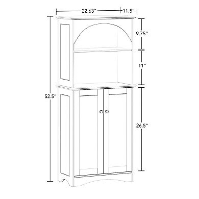 RiverRidge Home Two-Door Tall Kitchen Sideboard Buffet Cabinet with Open & Adjustable Shelves