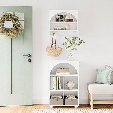 RiverRidge Home Arched 23-Inch 4-Cubby Storage Organizer Cabinet