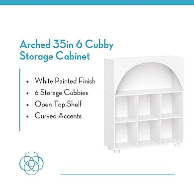 RiverRidge Home Arched 35-Inch 6-Cubby Storage Organizer Cabinet with Open Top Shelf