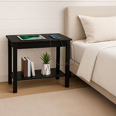 Lavish Home Narrow End Table with Charging Station