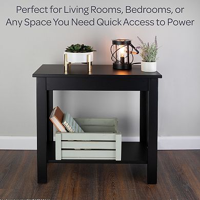 Lavish Home Narrow End Table with Charging Station