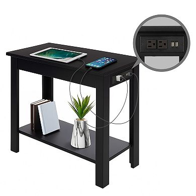 Lavish Home Narrow End Table with Charging Station