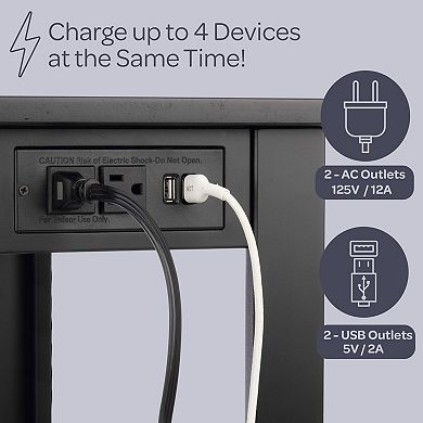 Lavish Home Narrow End Table with Charging Station