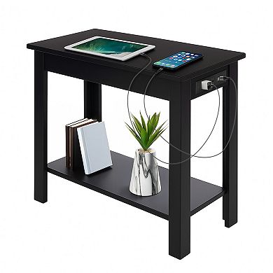 Lavish Home Narrow End Table with Charging Station