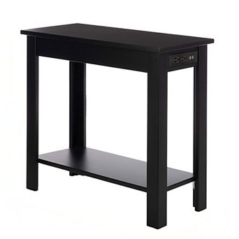Lavish Home Narrow End Table with Charging Station