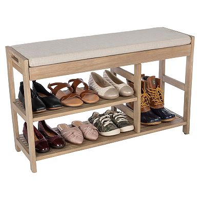 Lavish Home Shoe Bench with Cushioned Seat & Storage Shelves