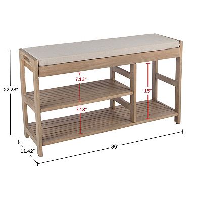 Lavish Home Shoe Bench with Cushioned Seat & Storage Shelves