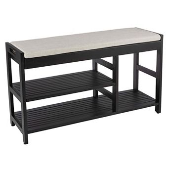 Lavish Home Shoe Bench with Cushioned Seat & Storage Shelves