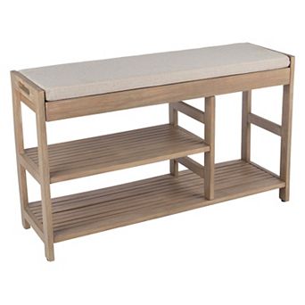 Lavish Home Shoe Bench with Cushioned Seat & Storage Shelves