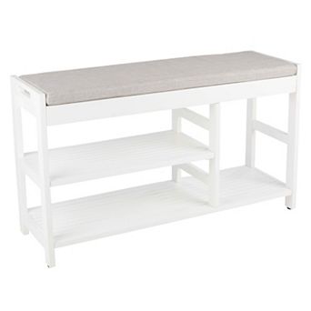 Lavish Home Shoe Bench with Cushioned Seat & Storage Shelves