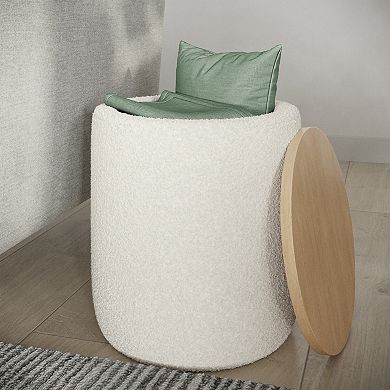 Lavish Home Upholstered Storage Ottoman with Wood Top